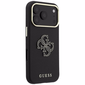 Guess Grained & Big Resin Logo -suojakuori laitteelle iPhone 18 Pro / 17 Pro – musta