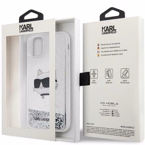 Karl Lagerfeld KLHCN61LNCHCS iPhone 11 / XR hopeinen/hopeinen kovakuori Glitter Choupette Head