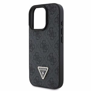 Guess Leather 4G Triangle Strass MagSafe kotelo iPhone 16 Pro Max - musta
