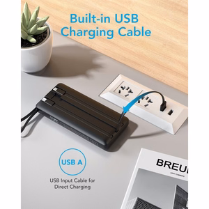 Varavirtalähde Veger C10 (W1116) 10000 mAh sisäänrakennetuilla Micro-USB / Type-C / Lightning -kaapeleilla musta
