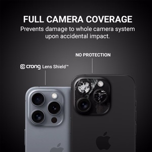 Crong Lens Shield kameran linssien lasisuoja iPhone 16 Pro / 16 Pro Max / 15 Pro / 15 Pro Max -laitteelle