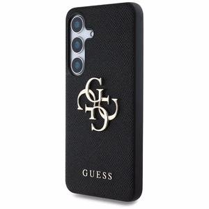 GUESS Grained Big 4G Logo Small Classic Logo Suojakuori Samsung Galaxy S25 Plus Musta