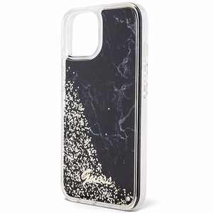 GUESS Suojakuori iPhone 13 / 14 / 15:lle GUHCP14SLCSGSGK (Liquid Glitter Marble) musta