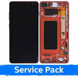 LCD Display Compatible With Samsung G975 S10 Plus With Frame / Cardinal Red / (Service Pack)