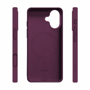 Etteri Silicone Mag -suojakuori iPhone 16 6,1 tuumaa -malleille, tumma kirsikanpunainen