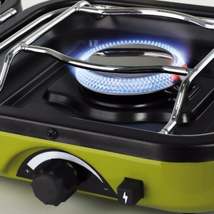 Meva DUAL COMPACT + GRILL retkikaasukeitin kaasupatruunoille, taitettava 2-polttiminen malli grillilevyllä
