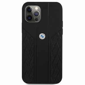 BMW Nahka Curve rei'itetty kotelo iPhone 12 Pro Max - Musta