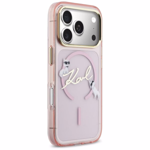 Karl Lagerfeld IML Choupettes Karl Script Logo MagSafe Suojakuori iPhone 17 Prolle - vaaleanpunainen