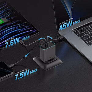 Cuktech CUKAD653EUGR 65W GaN Wall Charger 2 x USB-C 1 x USB-A - Gray