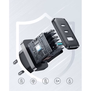 Joyroom JR-TCF10 fast charger 2x USB-C USB-A 32W - black