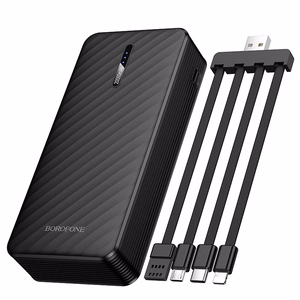 Borofone Power Bank 20000mAh BJ84A Smooth - USB - with USB, Type C, Lightning and Micro USB cables black