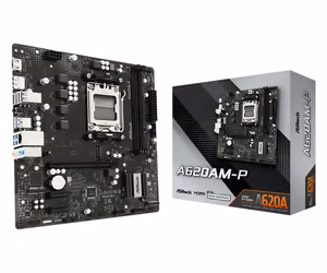 ASRock A620AM-P MicroATX -emolevy, AMD A620A, AM5, 2 DDR5-SDRAM-paikkaa, 1 M.2 (M) -paikka