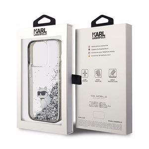Karl Lagerfeld Liquid Glitter Choupette suojakuori iPhone 15 Pro Max:lle - läpinäkyvä