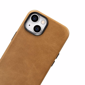 iCarer Öljyvaha Premium Nahkakotelo iPhone 14 Plus Magneettinen nahkakotelo MagSafe ruskea (WMI14220703-TN)