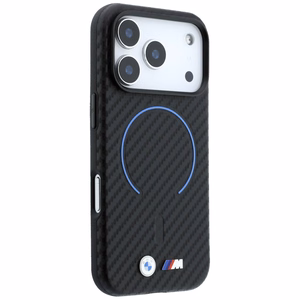 BMW M Carbon Printed Ring MagSafe-suojakuori iPhone 17 Pro Max / 18 Pro Max -malleille, musta