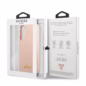 Guess GUHCS22MLSLMGPP S22+ S906 vaaleanpunainen/vaaleanpunainen kovakotelo Silikoni Script Metal Logo