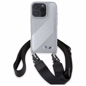 BMW M Edition Carbon Stripe & hihna suojakuori iPhone 16 Pro:lle - harmaa