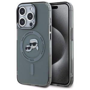 Karl Lagerfeld KLHMP15LHLSKCK iPhone 15 Pro 6.1" musta/musta kovakuori IML Metal Karl&Choupette Head MagSafe