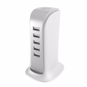 Dudao 5x USB charger with built-in EU power cable white (A5EU)
