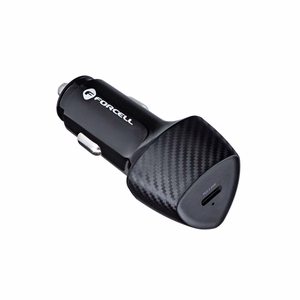 Autolaturi Forcell F-Energy Carbon USB C QC3.0 PD 3A 20W + Kaapeli USB C - USB C CC50-1C musta