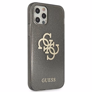 Guess GUHCP12LPCUGL4GBK iPhone 12 Pro Max 6.7" musta/musta kova kotelo Glitter 4G iso logo