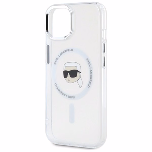 Karl Lagerfeld IML Metal Karl Head MagSafe Case for iPhone 15 White