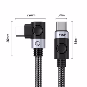 Orico C2C kulmamallinen USB-C–USB-C PD, 100 W-kaapeli, 0,5 m – musta