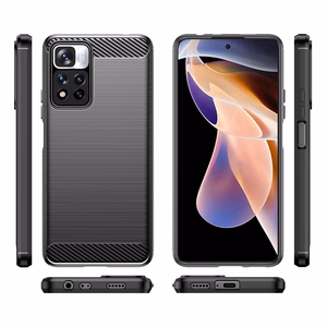 Carbon Case joustava kotelo kansi Xiaomi Redmi Note 11 Pro+ 5G (Kiina) / 11 Pro 5G (Kiina) / Mi11i HyperCharge / Poco X4 NFC musta