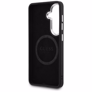 Guess suojakuori Fixed Glitter Triangle MagSafe Samsung Galaxy S26:lle musta
