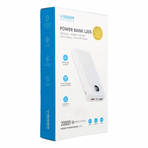 Ulkoinen akku Veger L20S (VP2039PD / W2039PD) PD QC3.0 2A 20W 20000 mAh valkoinen