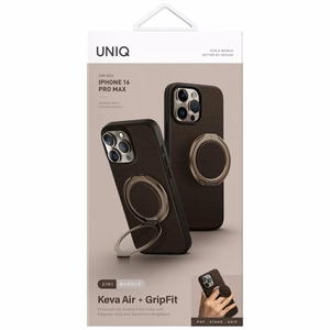 Uniq Keva Air Magclick Lataus GripFit Suojakuori iPhone 16 Pro Max:lle - Ruskea