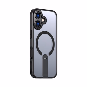 Hybrid Armor X Suojakuori iPhone 17:lle MagSafe-yhteensopivalla jalustalla - musta