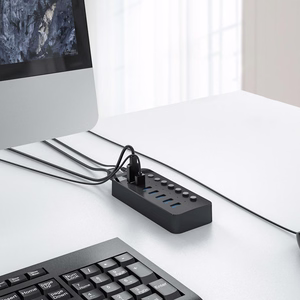 Orico CT2U3-10AB 10x USB-A 3.0 -keskitin kytkimillä - musta