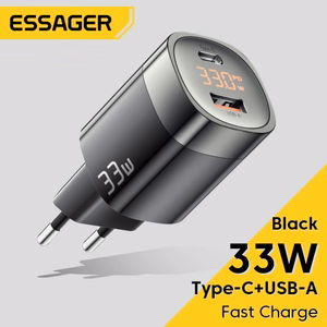 Charger Essager "GaN Ling" Black 33W (PD / QC3.0) with LED display