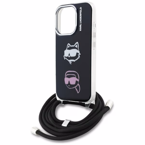 Karl Lagerfeld IML Crossbody Karl&Choupette Head Case for iPhone 16 Pro - Black