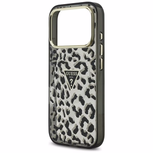 Guess Leopard Glitter MagSafe -kuori iPhone 17 Pro musta