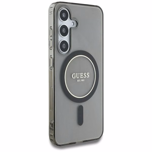 GUESS HC Magneettinen IML Glitter Circle Suojakuori Samsung Galaxy S25 Musta