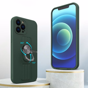 Ring Case silikoni tapauksessa sormi ote ja jalusta Samsung Galaxy A72 4G tummanvihreä