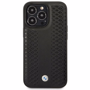 BMW Nahkainen Diamond Pattern Suojakuori iPhone 14 Pro:lle - musta