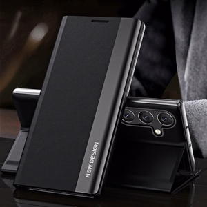 Sleep Case Pro Samsung Galaxy S25+ Suojakuori läpällä ja jalustalla - Musta