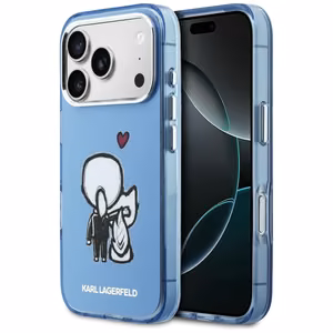 Karl Lagerfeld Karl & Choupette Back MagSafe Suojakuori iPhone 17 Prolle - Sininen