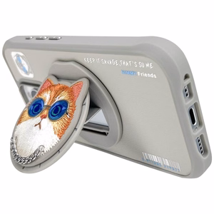 Nimmy Glasses Cool Cat MagSafe Suojakuori iPhone 16 Pro:lle - harmaa