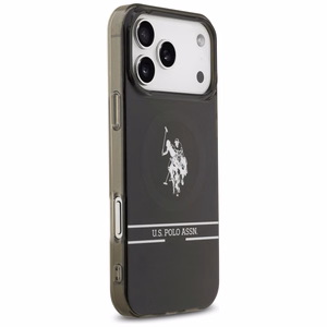 US Polo DH and Bottom Stripe Logo MagSafe Suojakuori iPhone 17 Pro Max:lle - Musta