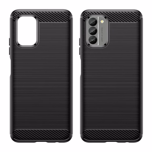 Carbon Case joustava silikoninen hiilikuitukuori Nokia G400:lle - musta