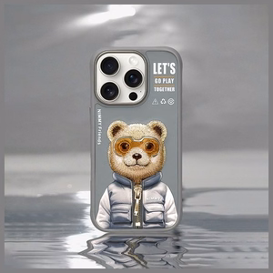 NIMMY Suojakuori COOL&CUTE 2.0 Karhu iPhone 16 Pro:lle harmaa