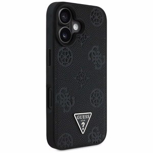 Guess Grained Hot Stamp Peony Triangle Logo MagSafe Suojakuori iPhone 16:lle - musta