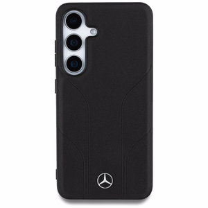 Mercedes Nahkainen Debossed Lines MagSafe Suojakuori Samsung Galaxy S25:lle - musta