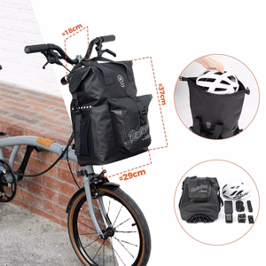 Rockbros AS-158 ohjaustangon laukku Brompton-taittopyörälle 18L - musta