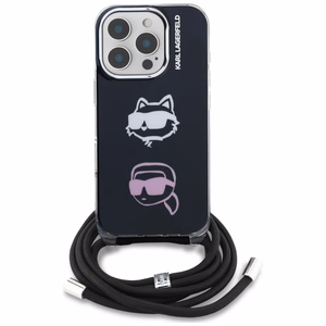 Karl Lagerfeld IML Crossbody Karl&Choupette Head Case for iPhone 16 Pro - Black