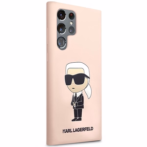 Karl Lagerfeld KLHCS23LSNIKBCP Samsung S23 S918 Ultra kovakuori vaaleanpunainen/vaaleanpunainen Silikoninen Ikonik
